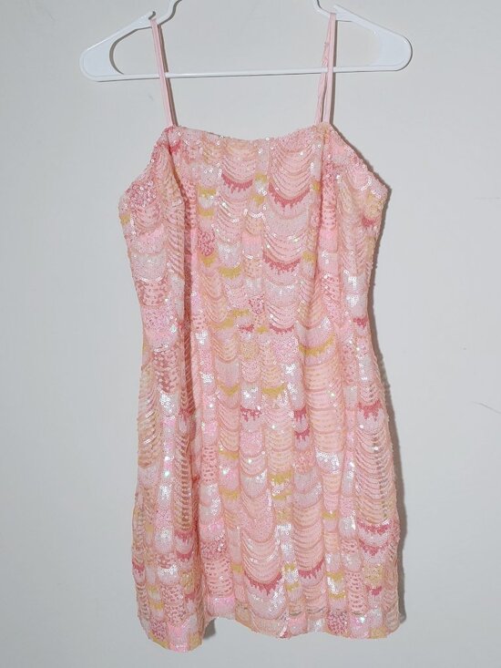12th Tribe Dresses & Skirts - 12th Tribe Emmy Pink & Gold Sequin Mini Mermaid Dress Size L